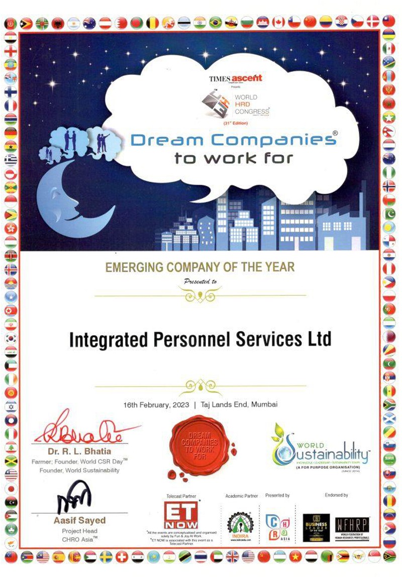 Emerging Company of the Year Certificate
